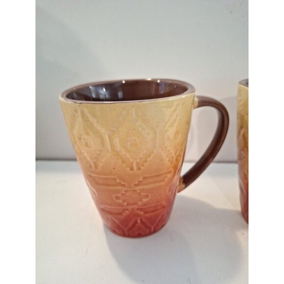 Southwest Fall Mug Red Yellow Brown Orange Ceramic Better Homes 2 Lot - Picture 8 of 14